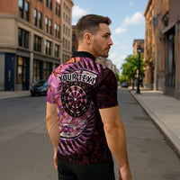 New Zealand Darts Personalised Zipper Polo Shirt Aotearoa Silver Fern Pink Papua Shell Spirit - Polynesian Pride