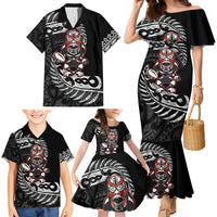 New Zealand Indigenous-Maori Rugby Custom Family Matching Mermaid Dress and Hawaiian Shirt