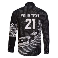 New Zealand Indigenous-Maori Rugby Custom Family Matching Off The Shoulder Long Sleeve Dress and Hawaiian Shirt