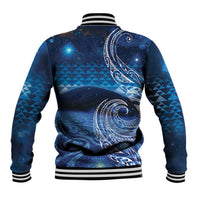 New Zealand Matariki Baseball Jacket Taniko Aramoana With Koru Galaxy Sky Night