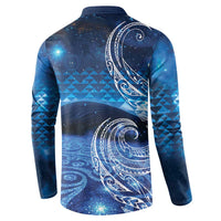 New Zealand Matariki Button Sweatshirt Taniko Aramoana With Koru Galaxy Sky Night