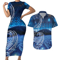 New Zealand Matariki Couples Matching Short Sleeve Bodycon Dress and Hawaiian Shirt Taniko Aramoana With Koru Galaxy Sky Night