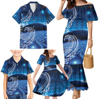 New Zealand Matariki Family Matching Mermaid Dress and Hawaiian Shirt Taniko Aramoana With Koru Galaxy Sky Night