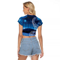 New Zealand Matariki Raglan Cropped T Shirt Taniko Aramoana With Koru Galaxy Sky Night