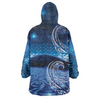 New Zealand Matariki Wearable Blanket Hoodie Taniko Aramoana With Koru Galaxy Sky Night