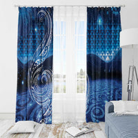 New Zealand Matariki Window Curtain Taniko Aramoana With Koru Galaxy Sky Night