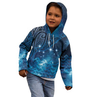 New Zealand Matariki Kid Hoodie Taniko Aramoana With Maori Galaxy Sky Night