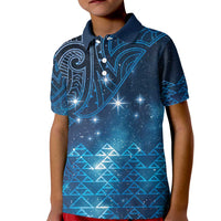 New Zealand Matariki Kid Polo Shirt Taniko Aramoana With Maori Galaxy Sky Night