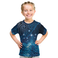 New Zealand Matariki Kid T Shirt Taniko Aramoana With Maori Galaxy Sky Night