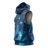 New Zealand Matariki Sleeveless Hoodie Taniko Aramoana With Maori Galaxy Sky Night - Polynesian Pride