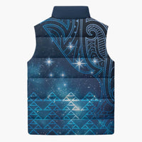 New Zealand Matariki Sleeveless Puffer Jacket Taniko Aramoana With Maori Galaxy Sky Night - Polynesian Pride