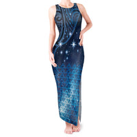 New Zealand Matariki Tank Maxi Dress Taniko Aramoana With Maori Galaxy Sky Night