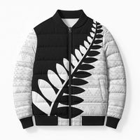 New Zealand Silver Fern Niho Taniwha Bomber Puffer Jacket - Polynesian Pride