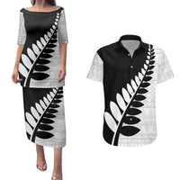 New Zealand Silver Fern Niho Taniwha Couples Matching Puletasi and Hawaiian Shirt