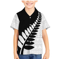 New Zealand Silver Fern Niho Taniwha Family Matching Mermaid Dress and Hawaiian Shirt LT9 Son's Shirt Black - Polynesian Pride
