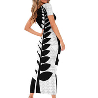 New Zealand Silver Fern Niho Taniwha Family Matching Short Sleeve Bodycon Dress and Hawaiian Shirt LT9 - Polynesian Pride