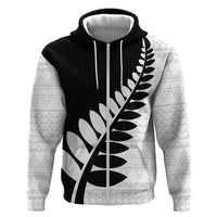 New Zealand Silver Fern Niho Taniwha Zip Hoodie LT9 Zip Hoodie Black - Polynesian Pride