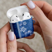 Blue Hibiscus Turle AirPods Case Hawaiian Style Tribal Tapa Pattern - Polynesian Pride