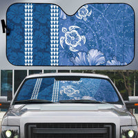 Blue Hibiscus Turle Auto Sun Shade Hawaiian Style Tribal Tapa Pattern - Polynesian Pride