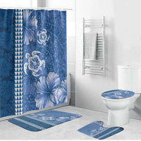 Blue Hibiscus Turle Bathroom Set Hawaiian Style Tribal Tapa Pattern - Polynesian Pride