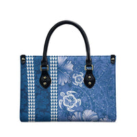 Blue Hibiscus Turle Leather Bag Hawaiian Style Tribal Tapa Pattern - Polynesian Pride