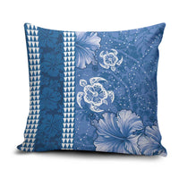Blue Hibiscus Turle Pillow Cover Hawaiian Style Tribal Tapa Pattern - Polynesian Pride