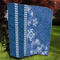 Blue Hibiscus Turle Quilt Hawaiian Style Tribal Tapa Pattern
