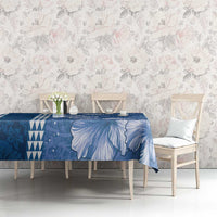 Blue Hibiscus Turle Tablecloth Hawaiian Style Tribal Tapa Pattern