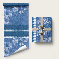 Blue Hibiscus Turle Wrapping Paper Hawaiian Style Tribal Tapa Pattern - Polynesian Pride