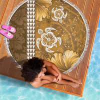 Gold Hibiscus Turle Beach Blanket Hawaiian Style Tribal Tapa Pattern