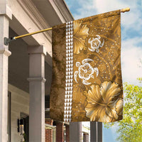 Gold Hibiscus Turle Garden Flag Hawaiian Style Tribal Tapa Pattern