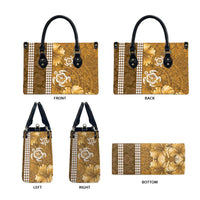 Gold Hibiscus Turle Leather Bag Hawaiian Style Tribal Tapa Pattern - Polynesian Pride