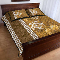 Gold Hibiscus Turle Quilt Bed Set Hawaiian Style Tribal Tapa Pattern