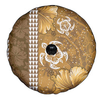 Gold Hibiscus Turle Spare Tire Cover Hawaiian Style Tribal Tapa Pattern