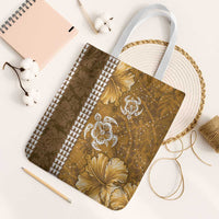 Gold Hibiscus Turle Tote Bag Hawaiian Style Tribal Tapa Pattern - Polynesian Pride