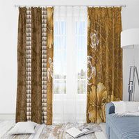 Gold Hibiscus Turle Window Curtain Hawaiian Style Tribal Tapa Pattern