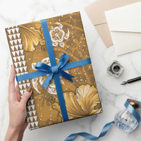 Gold Hibiscus Turle Wrapping Paper Hawaiian Style Tribal Tapa Pattern - Polynesian Pride