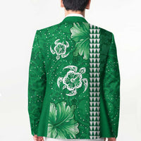 Green Hibiscus Turle Blazer Hawaiian Style Tribal Tapa Pattern - Polynesian Pride