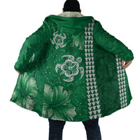 Green Hibiscus Turle Cloak Hawaiian Style Tribal Tapa Pattern - Polynesian Pride