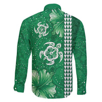 Green Hibiscus Turle Family Matching Puletasi and Hawaiian Shirt Hawaiian Style Tribal Tapa Pattern LT9 - Polynesian Pride
