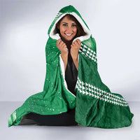 Green Hibiscus Turle Hooded Blanket Hawaiian Style Tribal Tapa Pattern