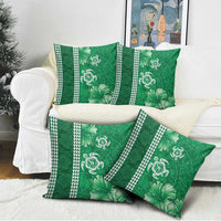 Green Hibiscus Turle Pillow Cover Hawaiian Style Tribal Tapa Pattern - Polynesian Pride