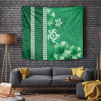 Green Hibiscus Turle Tapestry Hawaiian Style Tribal Tapa Pattern