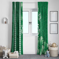 Green Hibiscus Turle Window Curtain Hawaiian Style Tribal Tapa Pattern