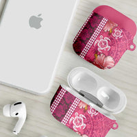 Pink Hibiscus Turle AirPods Case Hawaiian Style Tribal Tapa Pattern - Polynesian Pride