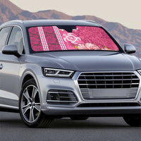 Pink Hibiscus Turle Auto Sun Shade Hawaiian Style Tribal Tapa Pattern - Polynesian Pride