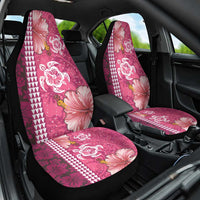 Pink Hibiscus Turle Car Seat Cover Hawaiian Style Tribal Tapa Pattern