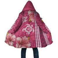 Pink Hibiscus Turle Cloak Hawaiian Style Tribal Tapa Pattern - Polynesian Pride