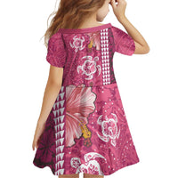 Pink Hibiscus Turle Family Matching Long Sleeve Bodycon Dress and Hawaiian Shirt Hawaiian Style Tribal Tapa Pattern LT9 - Polynesian Pride
