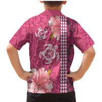 Pink Hibiscus Turle Family Matching Mermaid Dress and Hawaiian Shirt Hawaiian Style Tribal Tapa Pattern LT9 - Polynesian Pride